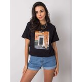 Fashion Hunters Black T-shirt with a fashionable print | Shoptok.si