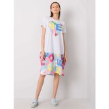 Fashion Hunters White and blue loose dress with prints Cene