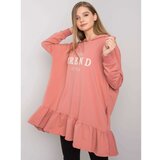 Fashion Hunters Dusty pink sweatshirt tunic with a frill Cene