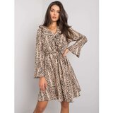 Fashion Hunters Amiya beige and black dress with long sleeves | Shoptok.si