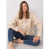 Fashion Hunters RUE PARIS Ladies' beige shirt with pockets Cene