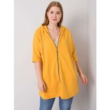 Fashion Hunters Dark yellow women's sweatshirt of a larger size with a zipper | Shoptok.si