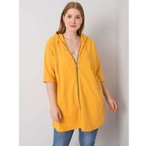 Fashion Hunters Dark yellow women's plus size sweatshirt with a zip Cene