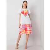 Fashion Hunters White and pink loose dress with prints Cene