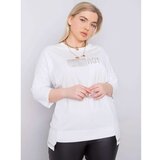 Fashion Hunters White cotton plus size blouse with an applique Cene