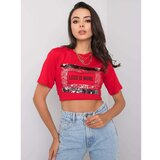 Fashion Hunters Crvena ženska majica sa natpisom Cene