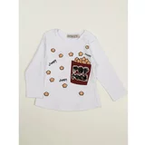 Fashion Hunters Blouse for a girl with a print and a white application