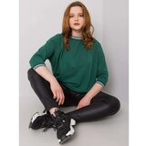 Fashion Hunters Dark green plus size blouse with ribbed cuffs Cene
