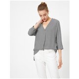 Koton Women's V-Neck Long Sleeve Plaid Blouse | Shoptok.si