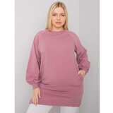 Fashion Hunters Dusty pink cotton sweatshirt for women plus size Cene