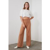 Trendyol Pletene pantalone široke noge sa kamelom bela | braon