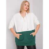Fashion Hunters Ecru-dark green women's plus size tunic | Shoptok.si