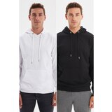 Trendyol Black and White Men's 2-Pack Regular Fit Basic Hooded Sweatshirt Cene