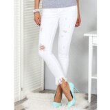 Fashion Hunters White denim jeans with pearls and rips | Shoptok.si