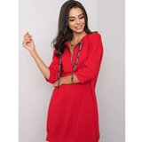 Fashion Hunters Red cotton dress with a zipper Cene