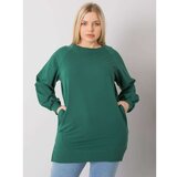 Fashion Hunters Dark green cotton sweatshirt for women plus size Cene