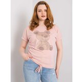 Fashion Hunters Dusty pink plus size blouse with drawstrings Cene