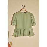 Trendyol Mint Balloon Sleeve Flowy Semi Sheer Blouse | Shoptok.si