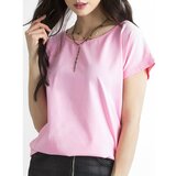 Fashion Hunters Osnovna ružičasta majica smeđa | pink Cene