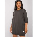 Fashion Hunters Dark khaki plus size dress with pockets | shoptok.hr