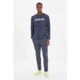 Trendyol Navy Blue Men Regular Fit Slogan Printed Pajamas Set | Shoptok.si