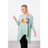 Kesi Blouse oversize with rainbow lips print dark mint | shoptok.hr