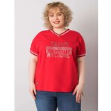 Fashion Hunters Women's red plus size blouse with an applique Cene