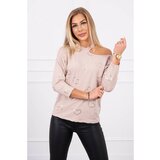 Kesi Blouse with a print of hearts beige Cene