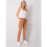 Fashion Hunters Camel velor Juanita RUE PARIS pants | shoptok.hr