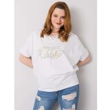 Fashion Hunters Plus size white blouse with cut-out sleeves Cene