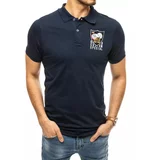 DStreet Polo shirt with embroidery in navy blue PX0391