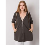 Fashion Hunters Khaki plus size sweatshirt with Lounes zipper | Shoptok.si