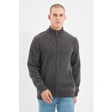 Trendyol Anthracite Men's Slim Fit Half Fisherman Zip Closure Texture Panel Knitwear Cardigan Cijene