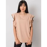 Fashion Hunters Beige blouse with decorative sleeves Cene