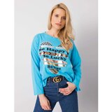 Fashion Hunters Blue cotton blouse with a print Cene