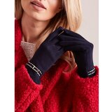 Fashion Hunters Women's navy blue gloves with a buckle Cene