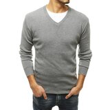 DStreet Sivi muški džemper s V izrezom WX1666 siva Cene