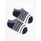 Fashion Hunters Gray and navy blue striped short socks Cene