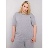 Fashion Hunters Gray plus size cotton t-shirt Cene