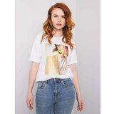 Fashion Hunters Bijela ženska majica sa otiskom i aplikacijom Cene