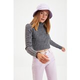 Trendyol Anthracite Crop Braided Knitwear Sweater | Shoptok.si