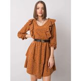 Fashion Hunters RUE PARIS Light brown dress with frills | shoptok.hr