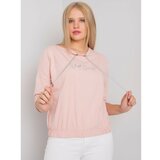 Fashion Hunters Dusty pink plus size cotton blouse with an applique Cene