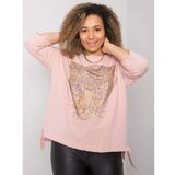 Fashion Hunters Women's plus size blouse with a dusty pink application Cene