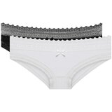 DIM SEXY FASHION SLIP 2x - Women's cotton panties with lace 2 piece - black - white Cijene