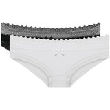 DIM SEXY FASHION SLIP 2x - Women's cotton panties with lace 2 piece - black - white Cene