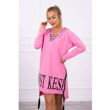 Kesi Dress with hood and print light pink Cene