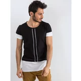 Fashion Hunters Men's black t-shirt with inserts