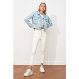 Trendyol Ženska teksas jakna Crop siva