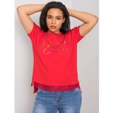 Fashion Hunters Red Plus size cotton blouse with lace | Shoptok.si